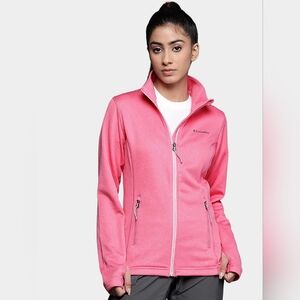 Columbia Park View Grid Fleece Jacket Dark Pink|Size L